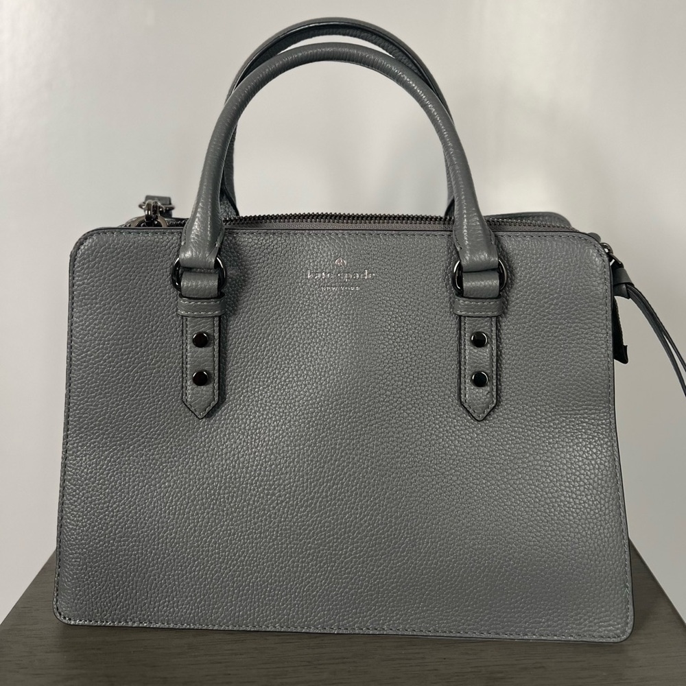 Kate Spade Mulberry Street Lise Satchel Grey Pebbled Leather Crossbody